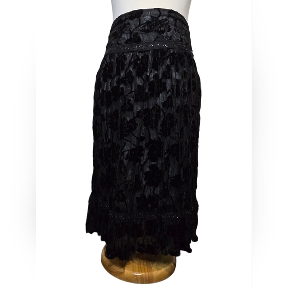 Danier Midi Western Whimsigoth Gothcore Sheer Paisley Floral Velvet Size M Skirt - Picture 4 of 9